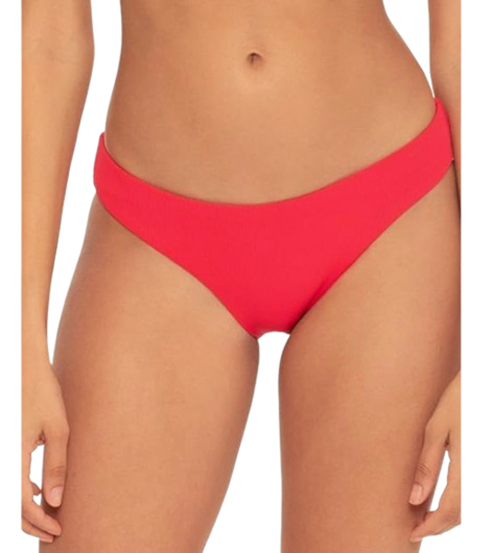 BECCA Women's Adela Ruched Hipster Bikini Bottom Small Fire Red NWT